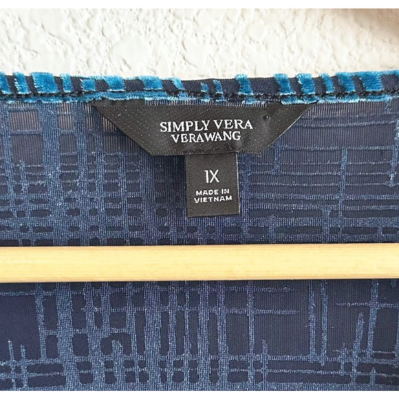 Simpley Vera Vera Wang Velvet Burnout Tunic Top 1X Sheer Whimsy Romance Grunge - Picture 2 of 8